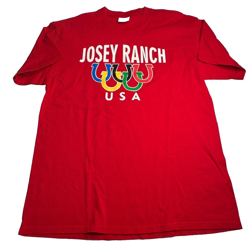 Port & Company Mens Josey Ranch USA T-shirt Short Sleeve Red Large